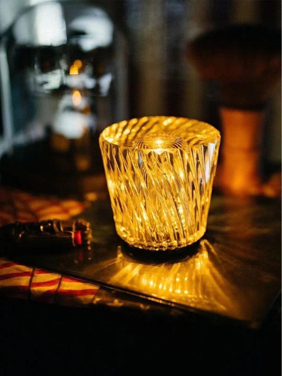 Crystal diamond table lamp with integrated battery