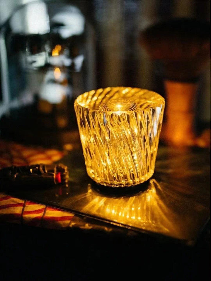 Crystal diamond table lamp with integrated battery