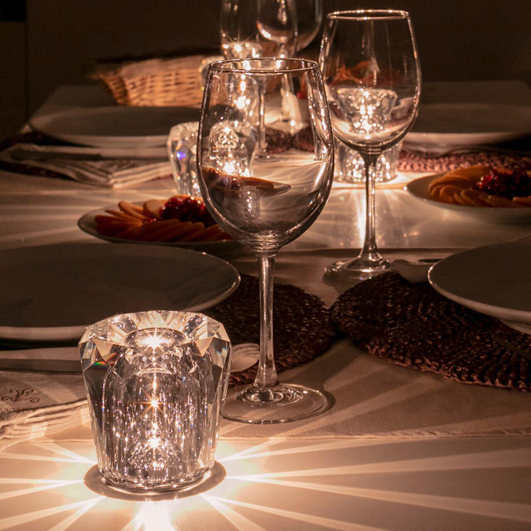 Crystal diamond table lamp with integrated battery