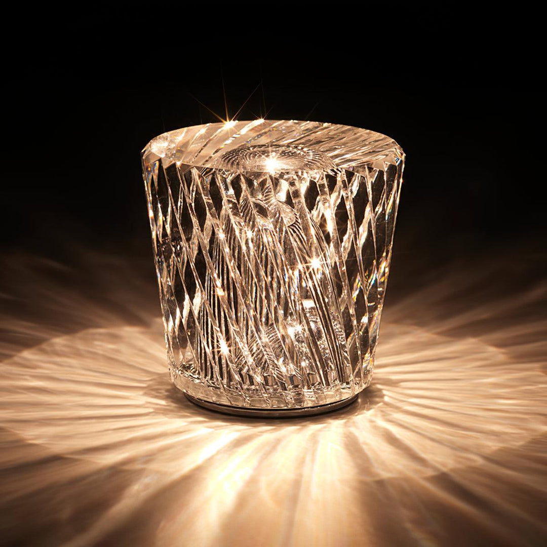Crystal diamond table lamp with integrated battery