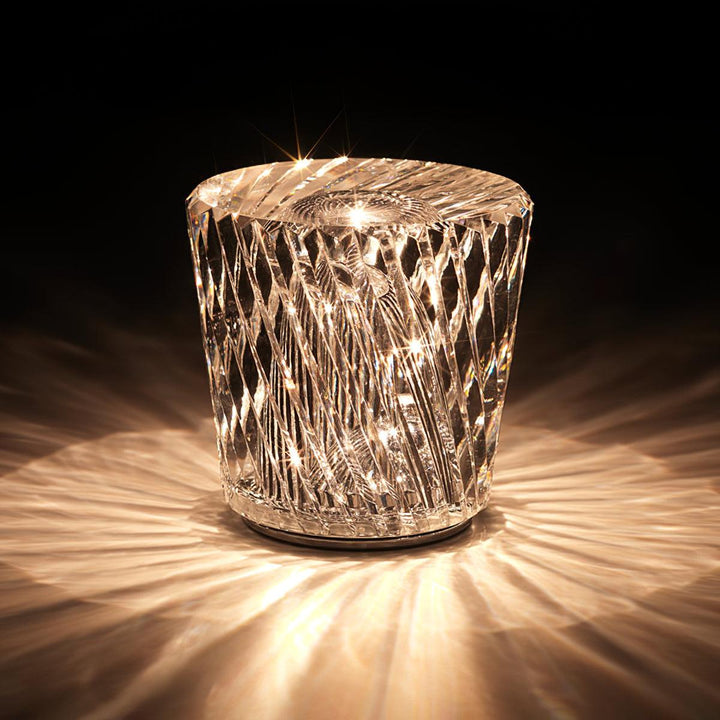 Crystal diamond table lamp with integrated battery