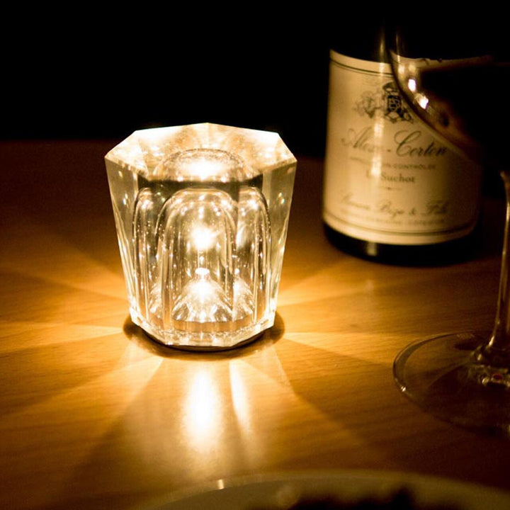 Crystal diamond table lamp with integrated battery