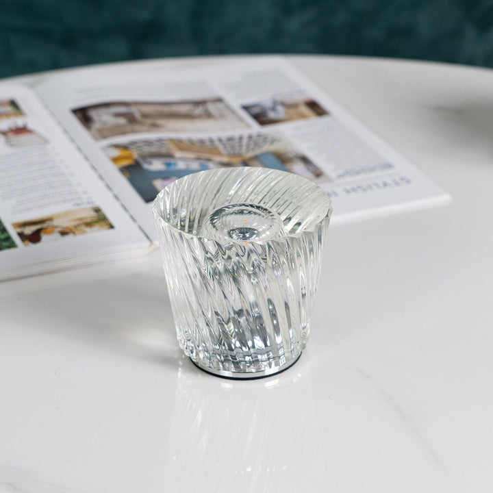 Crystal diamond table lamp with integrated battery