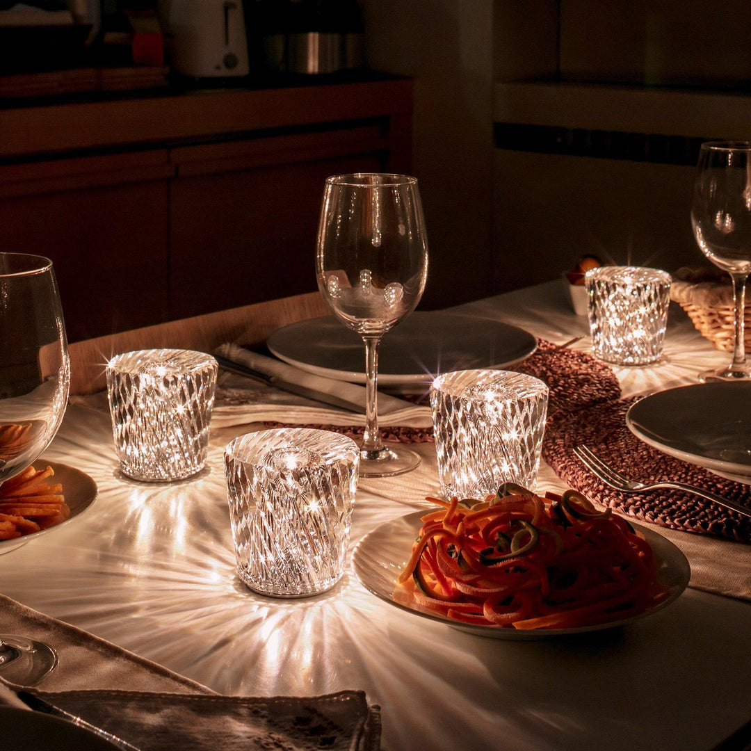 Crystal diamond table lamp with integrated battery