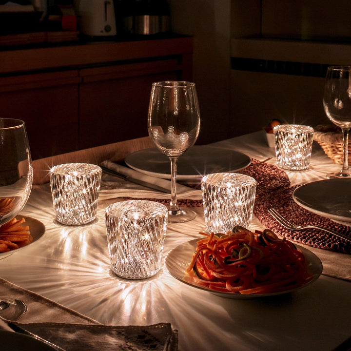 Crystal diamond table lamp with integrated battery