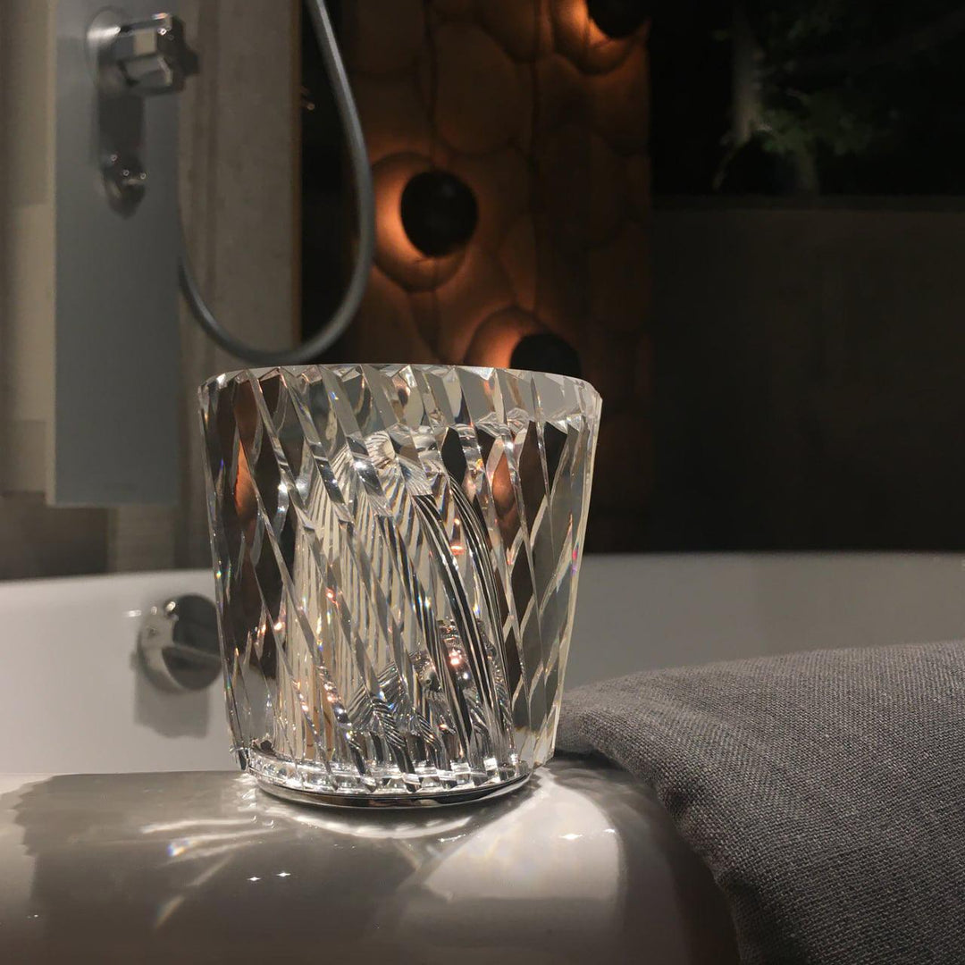 Crystal diamond table lamp with integrated battery