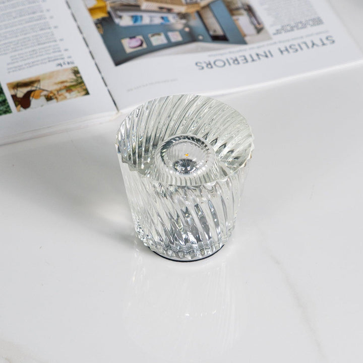Crystal diamond table lamp with integrated battery