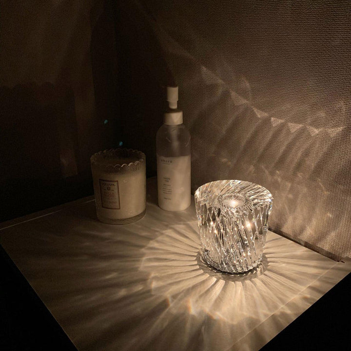 Crystal diamond table lamp with integrated battery