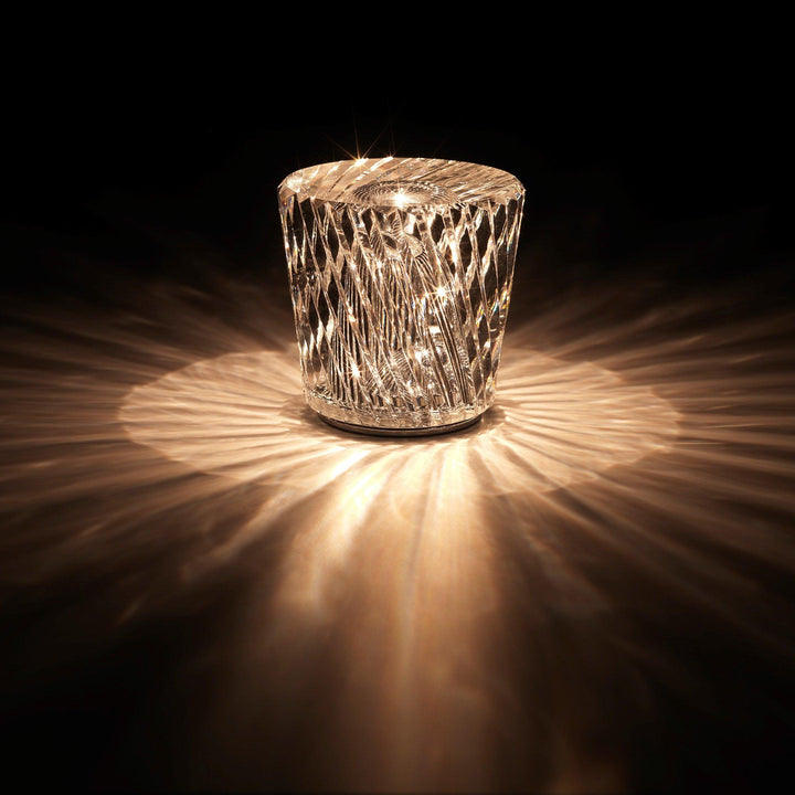 Crystal diamond table lamp with integrated battery