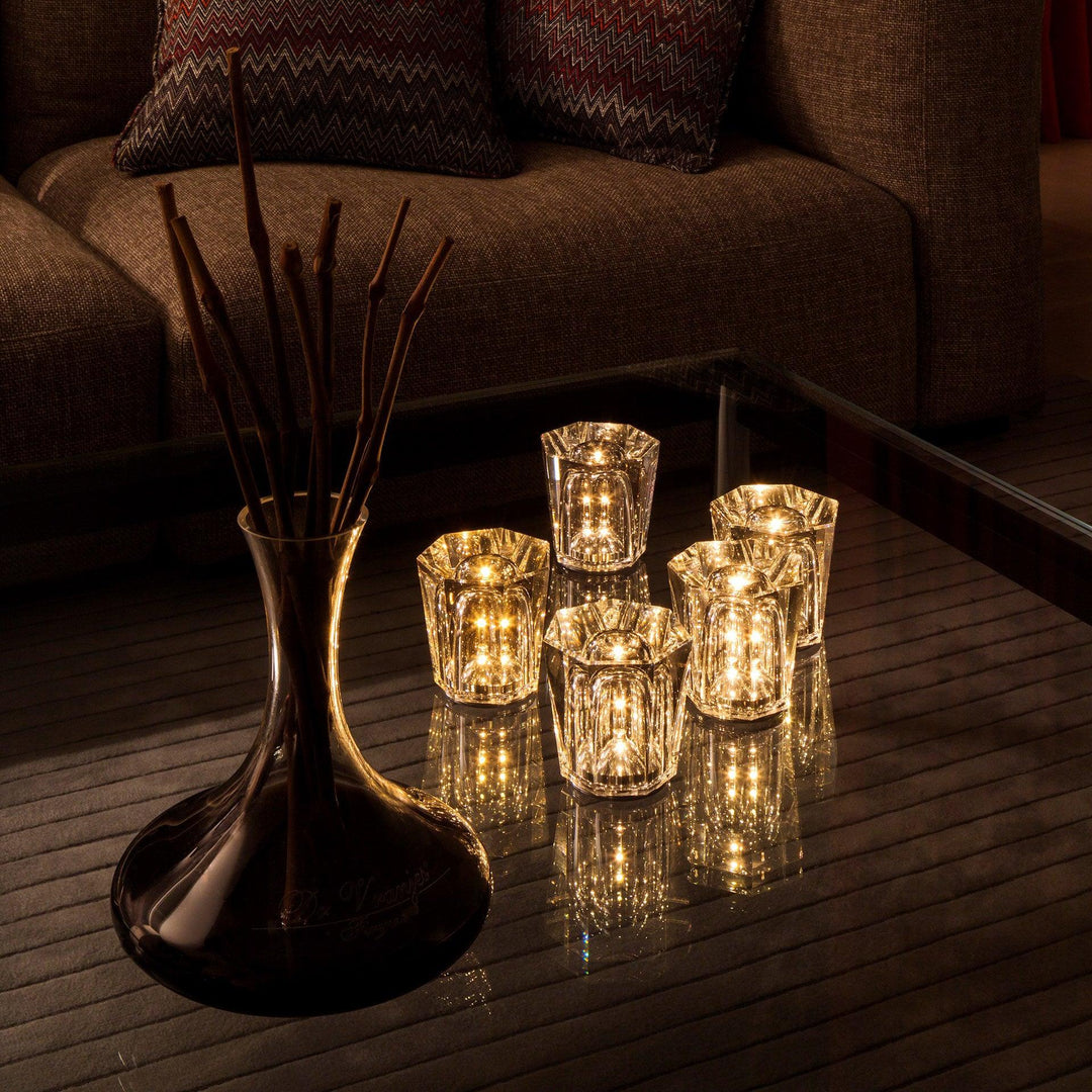 Crystal diamond table lamp with integrated battery