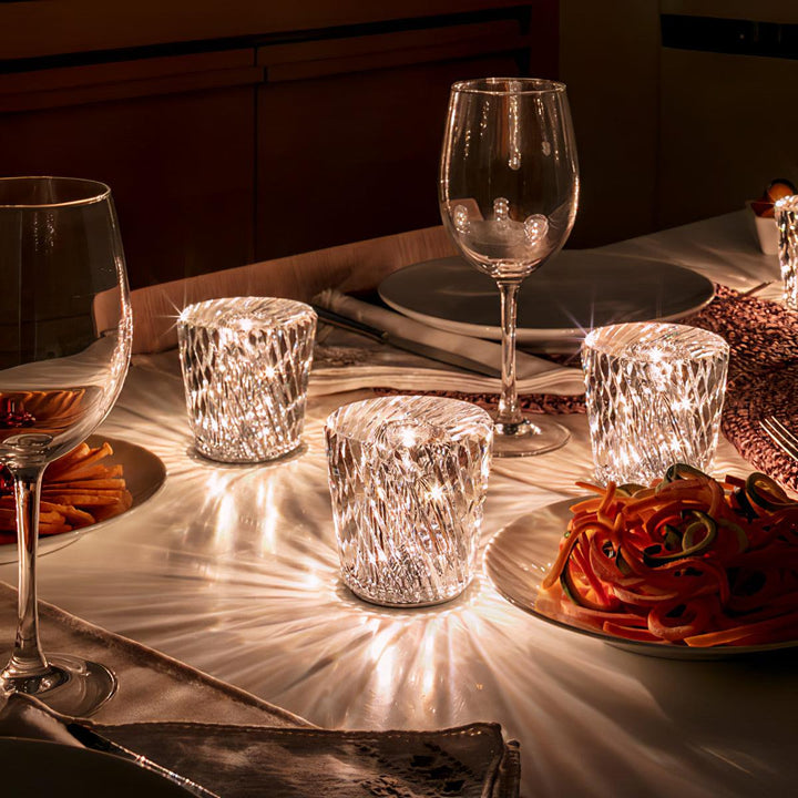 Crystal diamond table lamp with integrated battery