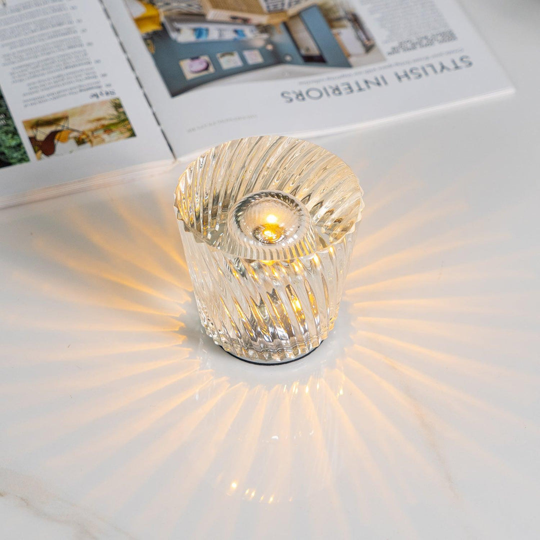 Crystal diamond table lamp with integrated battery