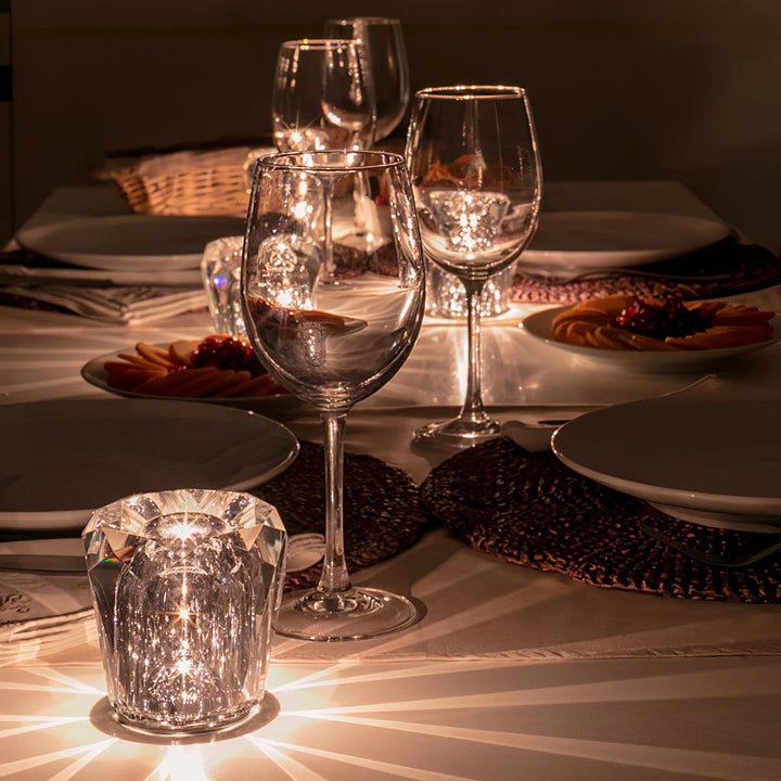 Crystal diamond table lamp with integrated battery