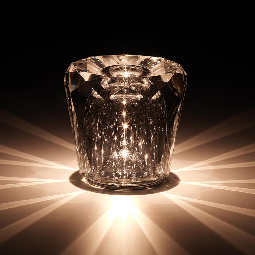 Crystal diamond table lamp with integrated battery