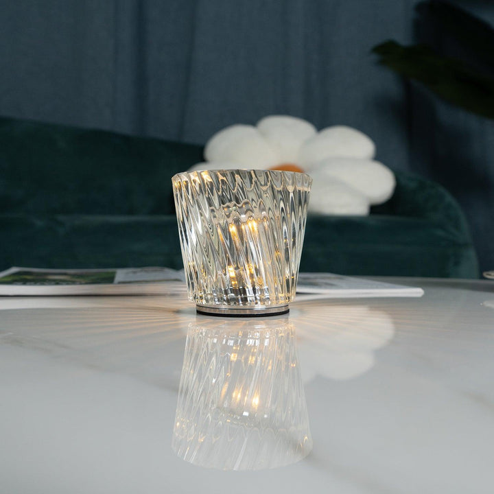 Crystal diamond table lamp with integrated battery