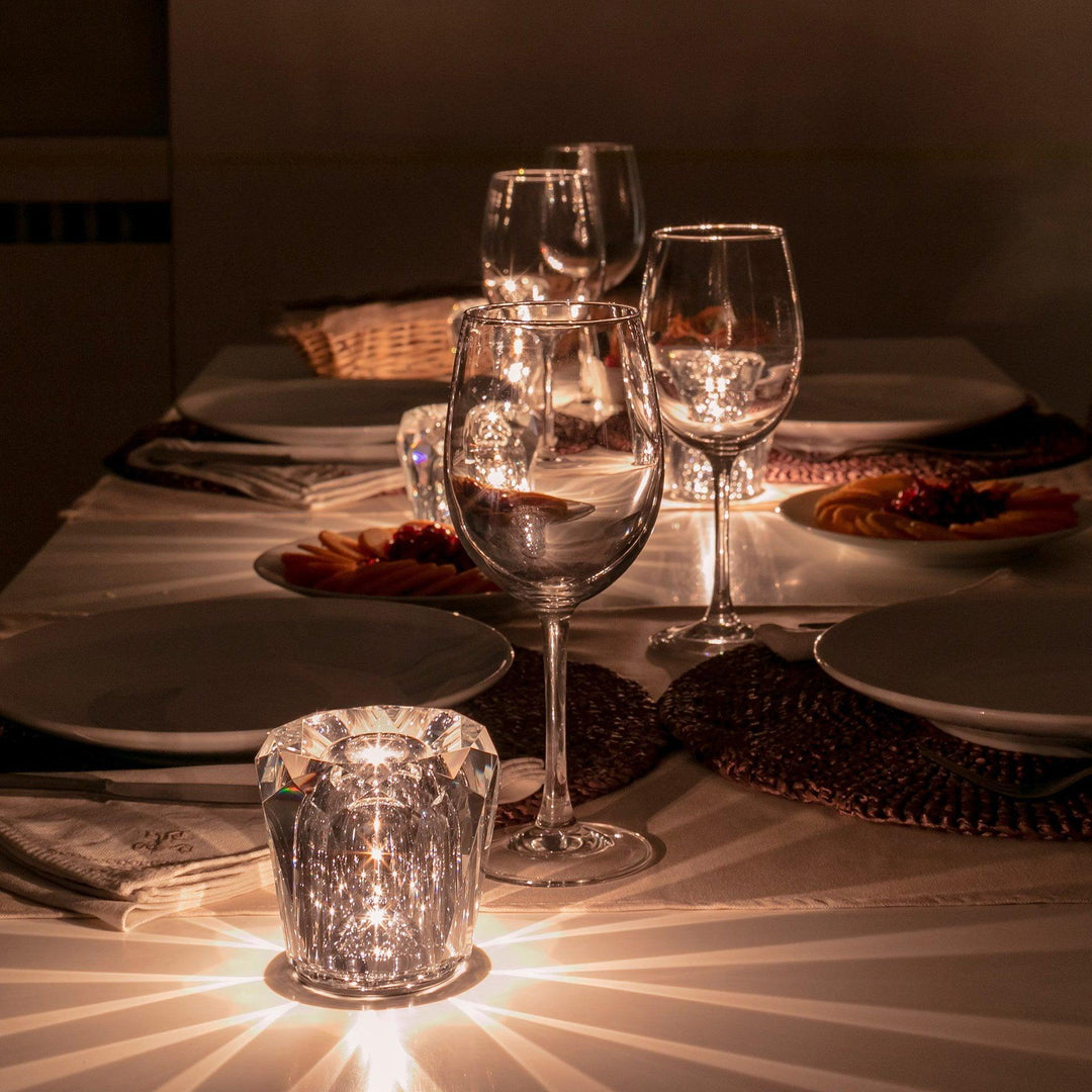 Crystal diamond table lamp with integrated battery