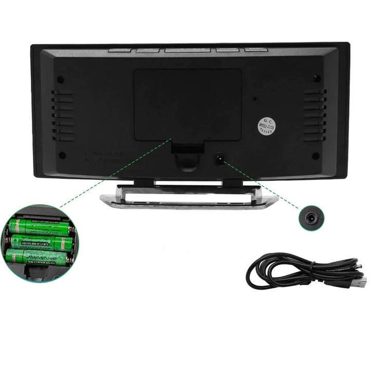 CurveClock LED alarm clock with large display – dimmable, quiet &amp; modern