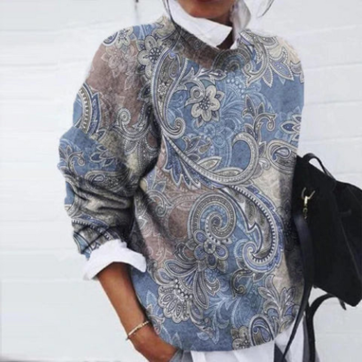 Women's sweater with floral pattern and casual cut