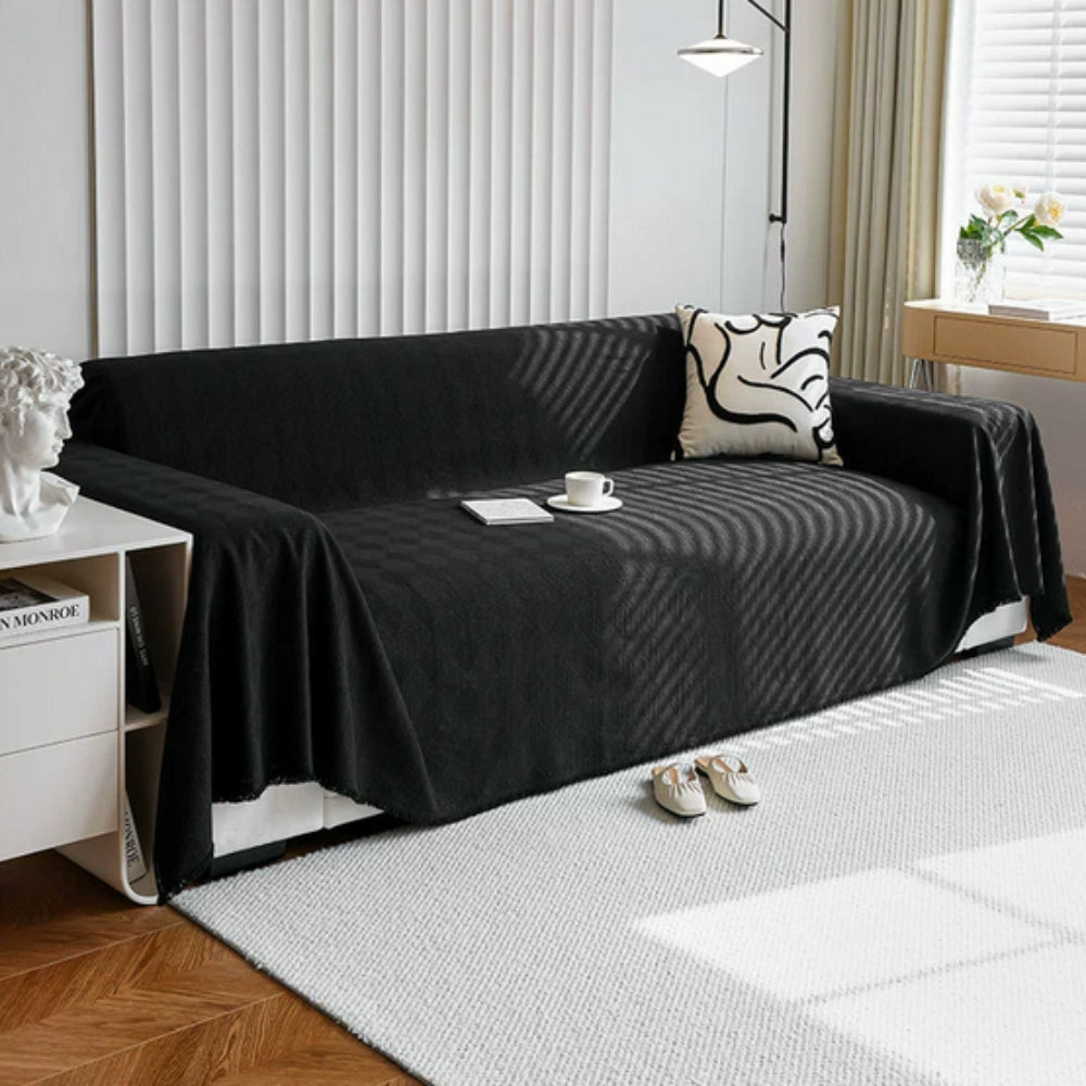 Sofa cover with diamond pattern – chenille throw for modern protection
