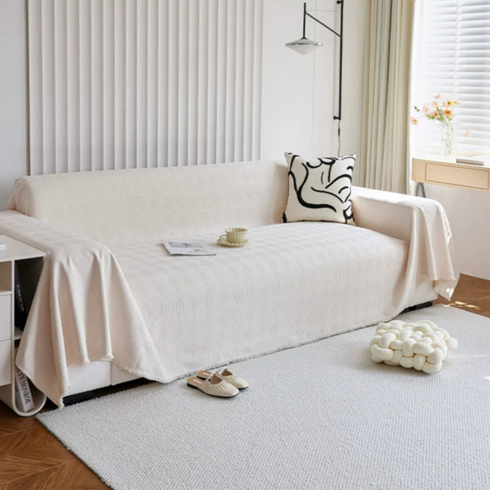 Sofa cover with diamond pattern – chenille throw for modern protection