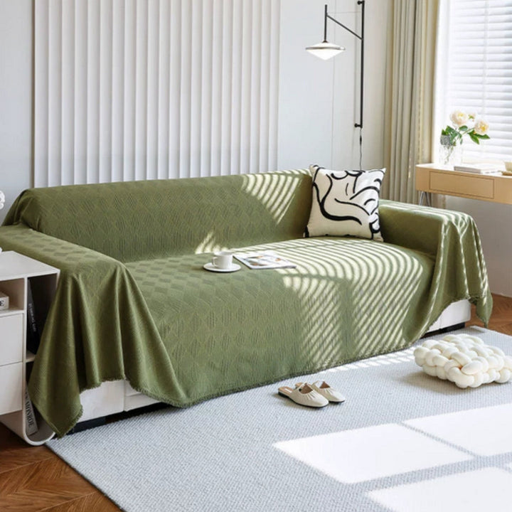 Sofa cover with diamond pattern – chenille throw for modern protection