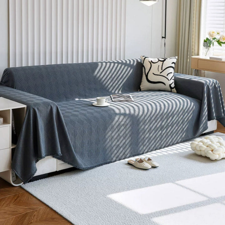 Sofa cover with diamond pattern – chenille throw for modern protection