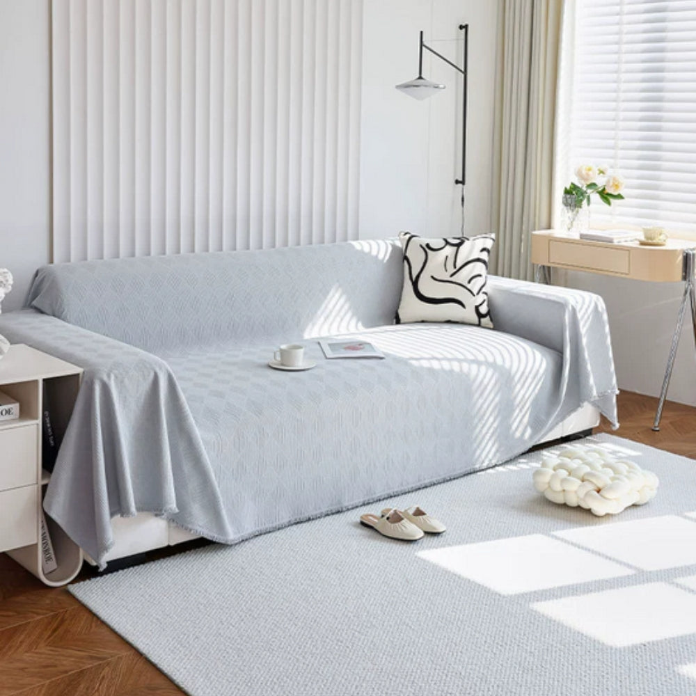 Sofa cover with diamond pattern – chenille throw for modern protection