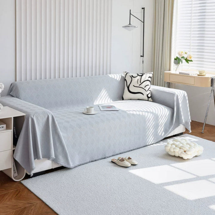 Sofa cover with diamond pattern – chenille throw for modern protection