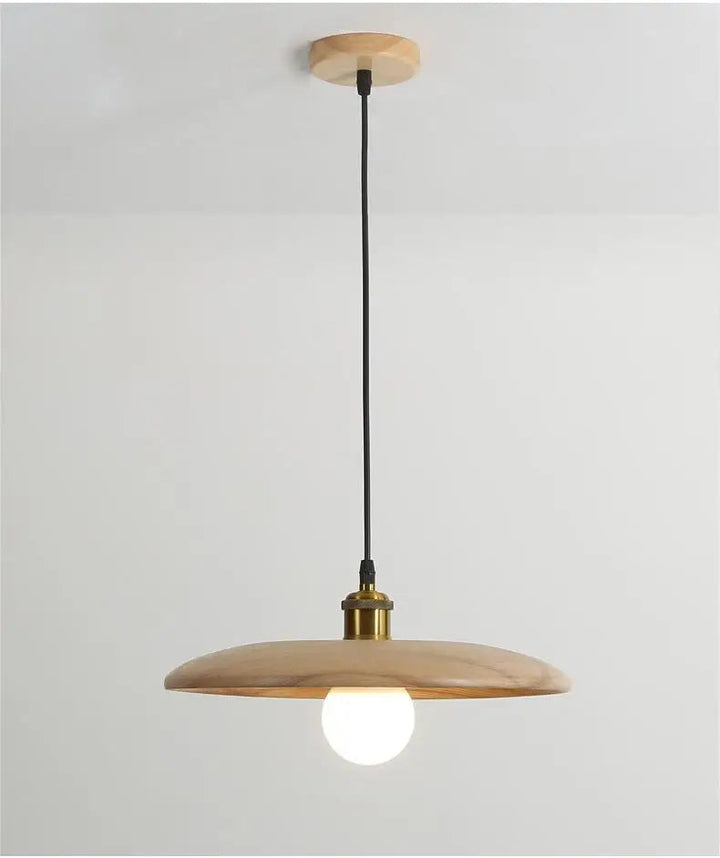 Artistic wooden pendant light with warm LED light – oak look &amp; modern design