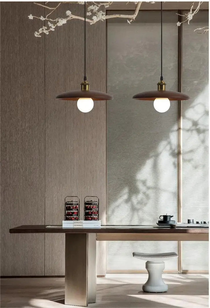 Artistic wooden pendant light with warm LED light – oak look &amp; modern design
