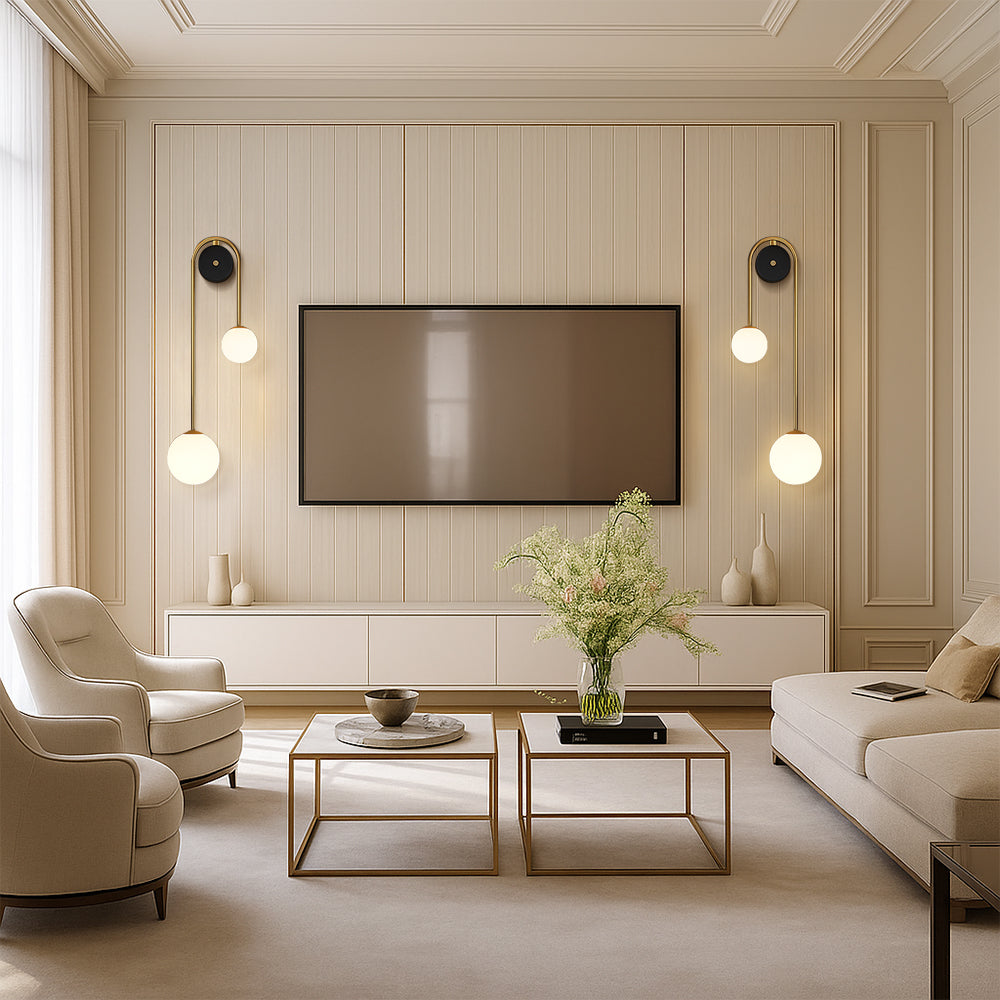 Modern and sustainable LED arc wall light with indirect light