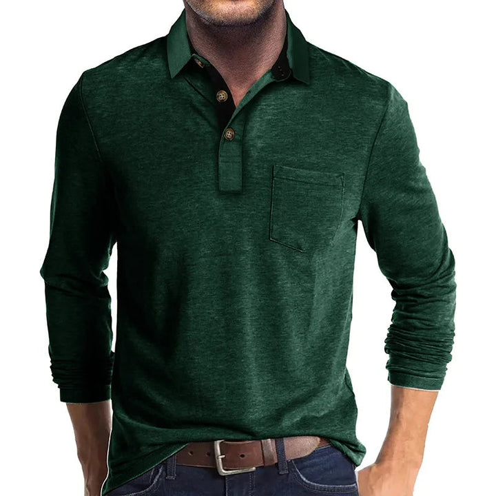 Men's long-sleeved shirt with a classic cut
