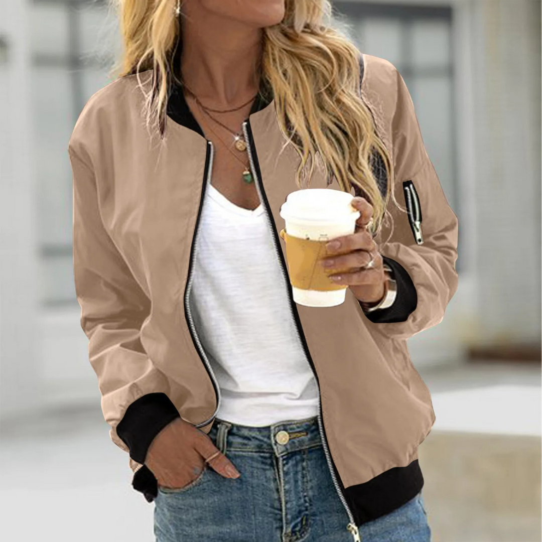 Women's Bomber Jacket with Classic Design 