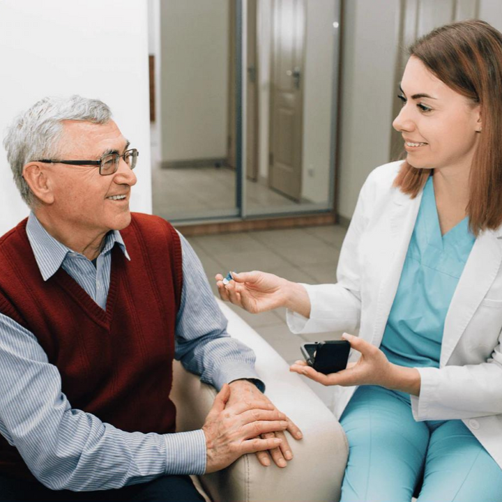 Invisible hearing aid with noise filter – Rechargeable in-ear device with charging case