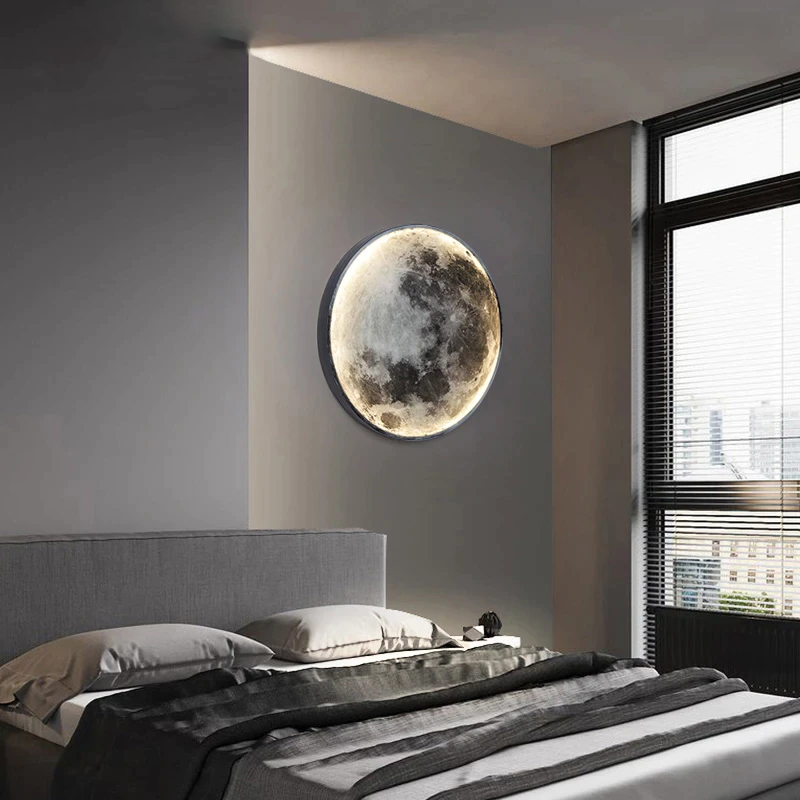 Dimmable and color-changing LED moon wall light with remote control and app control