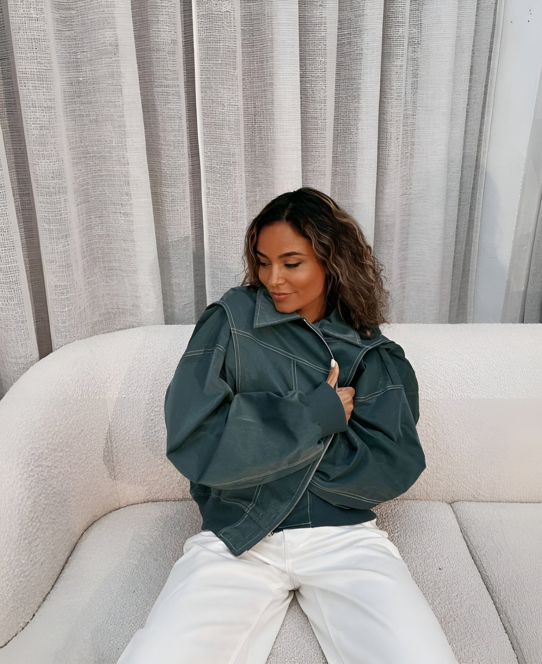 Women's Oversized Bomber Jacket with Modern Cut