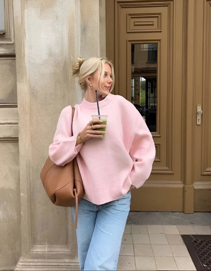 Women's Oversized Sweater in Pink with Soft Texture