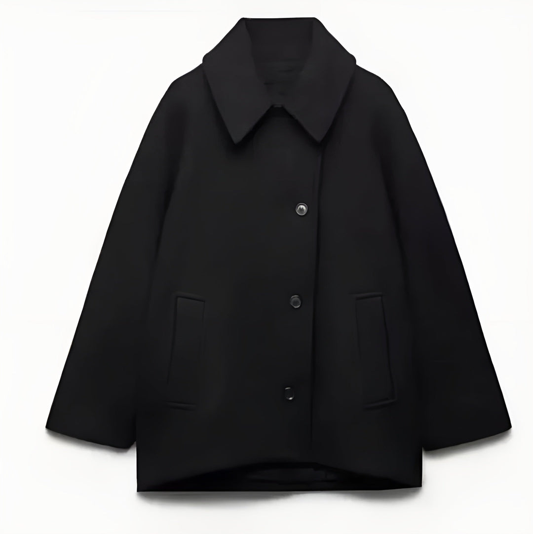 Women's Oversized Coat with Button Placket and Classic Collar