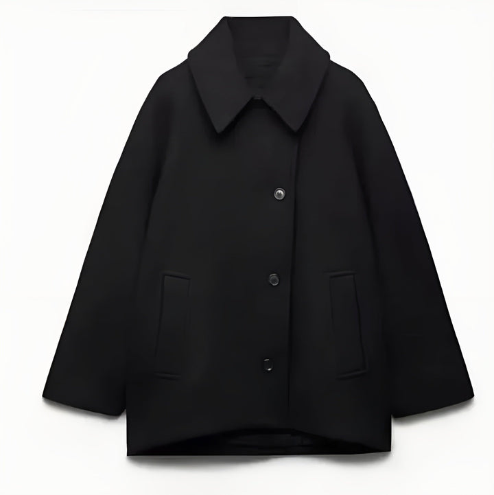 Women's Oversized Coat with Button Placket and Classic Collar