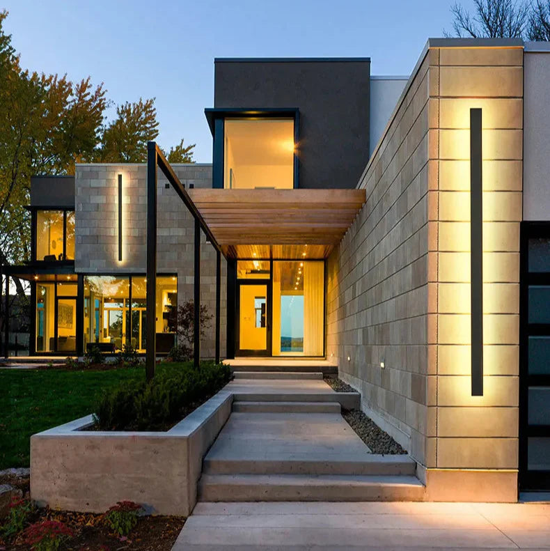 LED outdoor wall light with a modern matte black finish