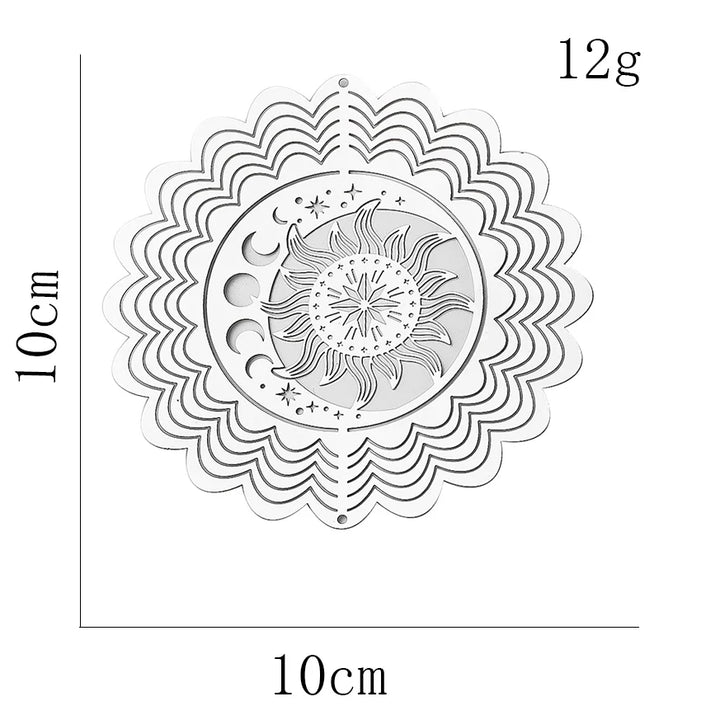 3D-Windspinner aus Edelstahl mit Spiegelreflexion als wetterfeste Außendekoration