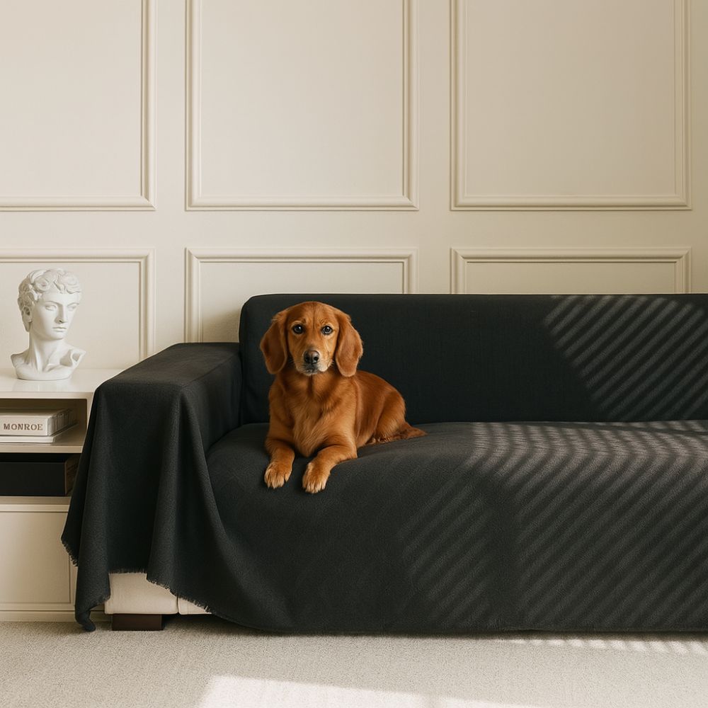 Sofa cover with diamond pattern – chenille throw for modern protection