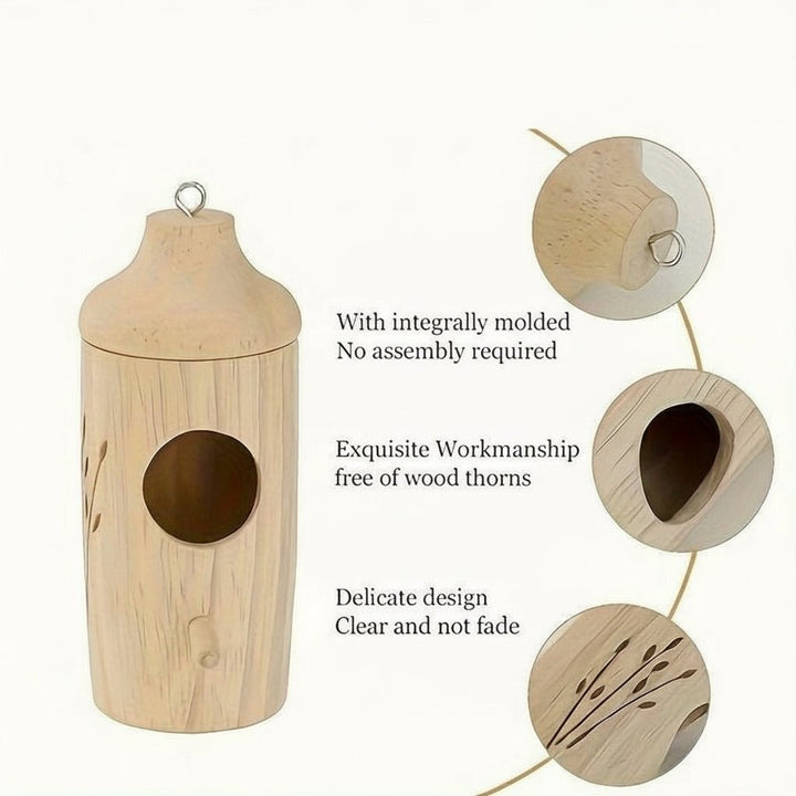 Vogelhaus Naturholz 3er Set zum Aufhängen für den Außenbereich
