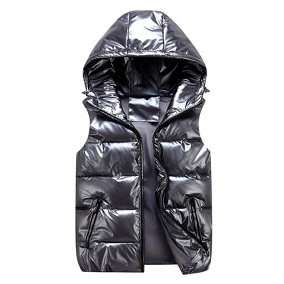 Men's Down Vest with Hood and Modern Design