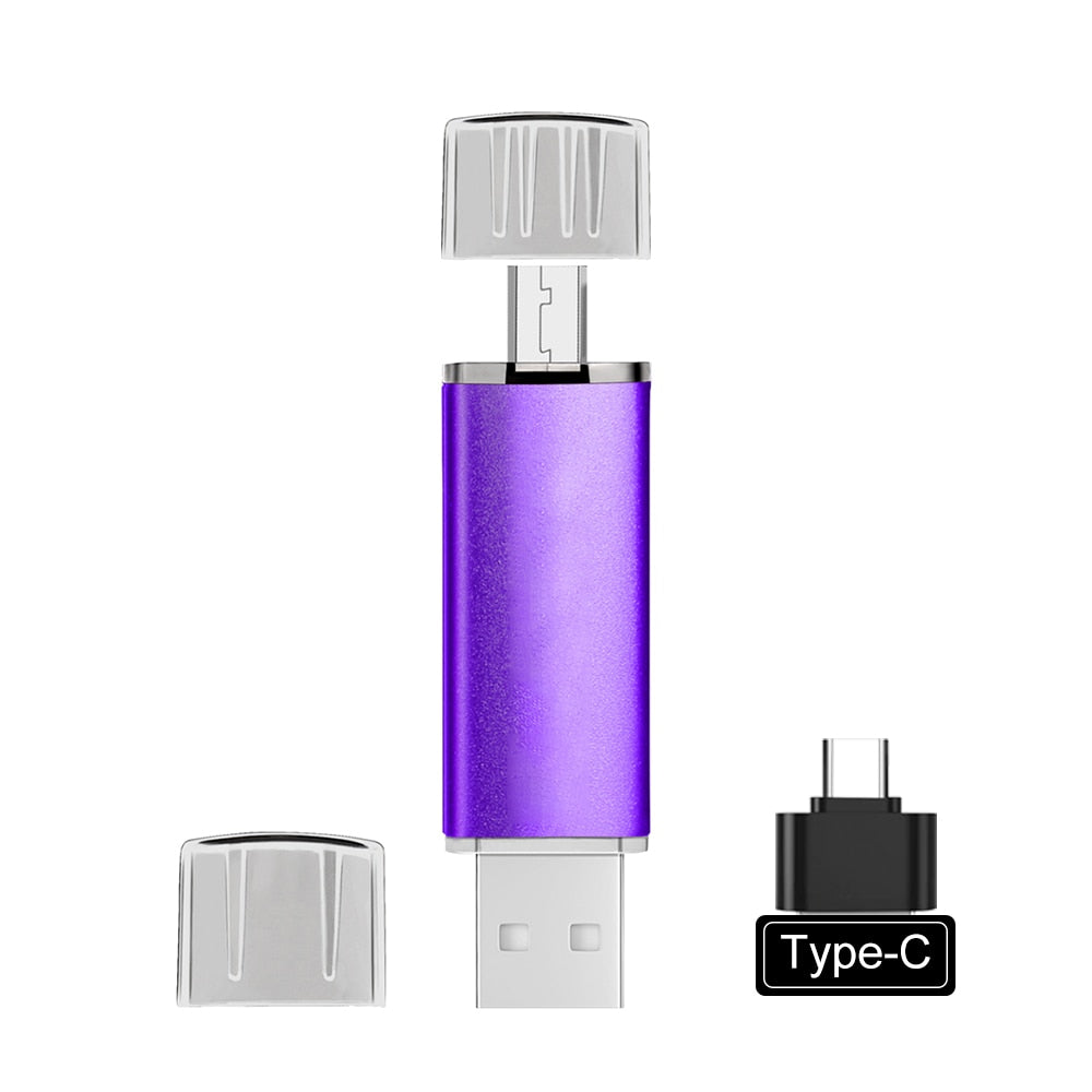 Versatile USB flash drive with USB-C &amp; USB-A for smartphone, laptop &amp; tablet