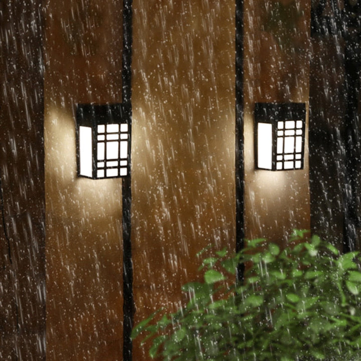 Minimalist, stylish solar wall light in Japanese design for garden and terrace