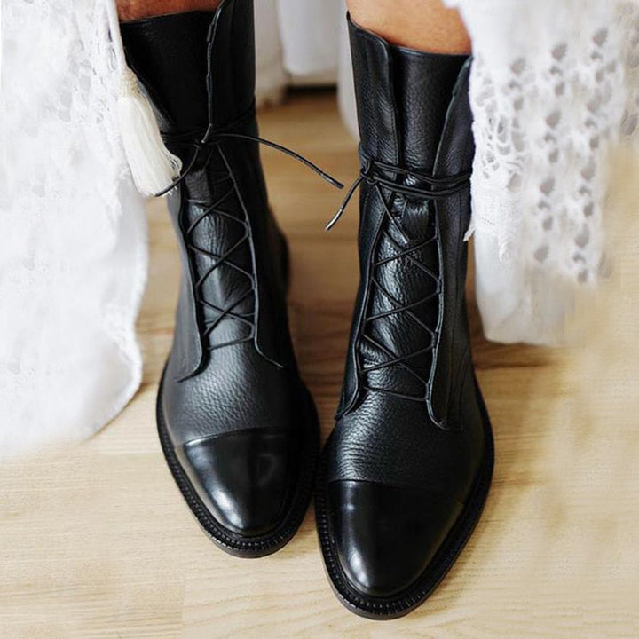 Women's Leather Ankle Boots with Heel