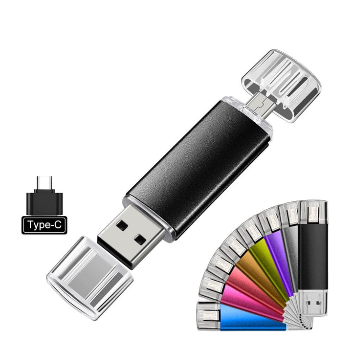 Versatile USB flash drive with USB-C &amp; USB-A for smartphone, laptop &amp; tablet