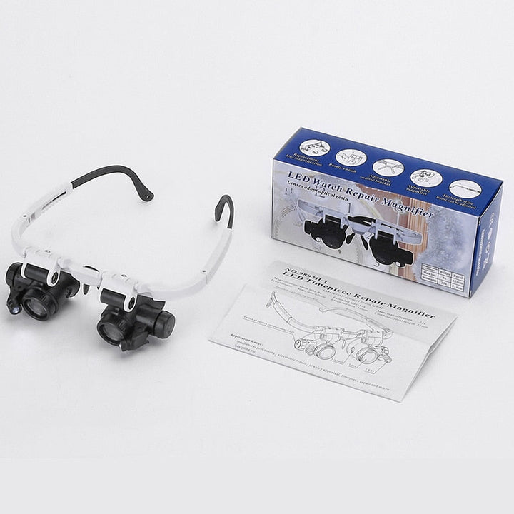 Adjustable LED magnifying glasses with 3x magnification – precision glasses for crafts &amp; hobbies