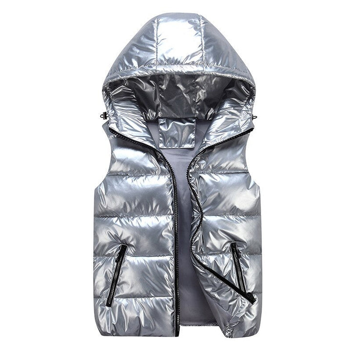 Men's Down Vest with Hood and Modern Design